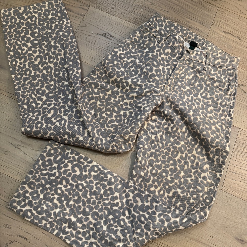 Wild‎ Fable Leopard Print Straight Leg Pants Gray Tan High Rise XXS Womens